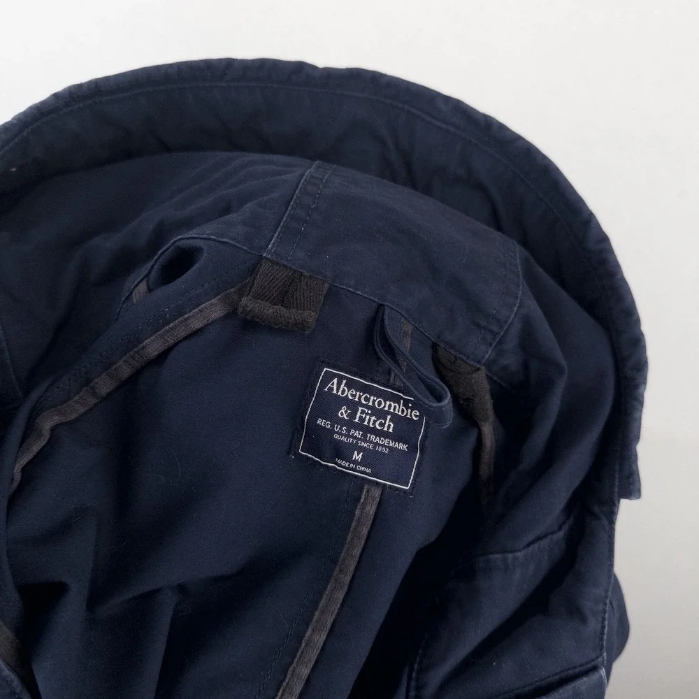 Vintage Abercrombie Fitch Hooded Utility Field Jacket Men's M Blue Full Zip